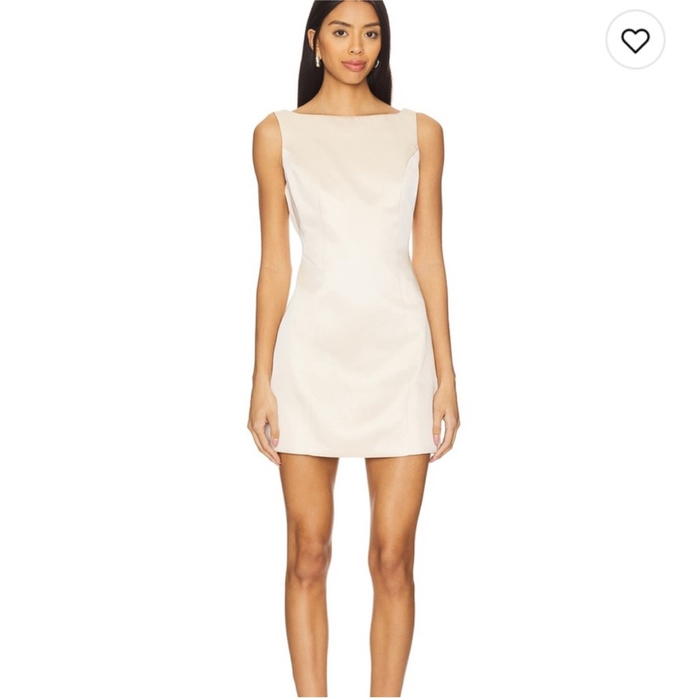 ASTR the label cream boat neck mini satin dress L